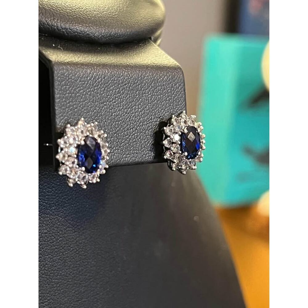 Sapphire and Spinel sterling earrings. Sterling Post and Earring